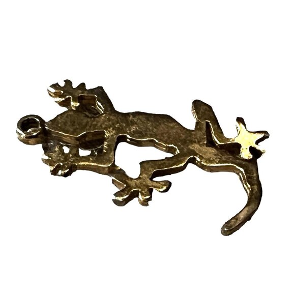 Gold Metal Alloy Chameleon Lizard Charm for Necklace and Jewelry Crafting - Picture 4 of 4